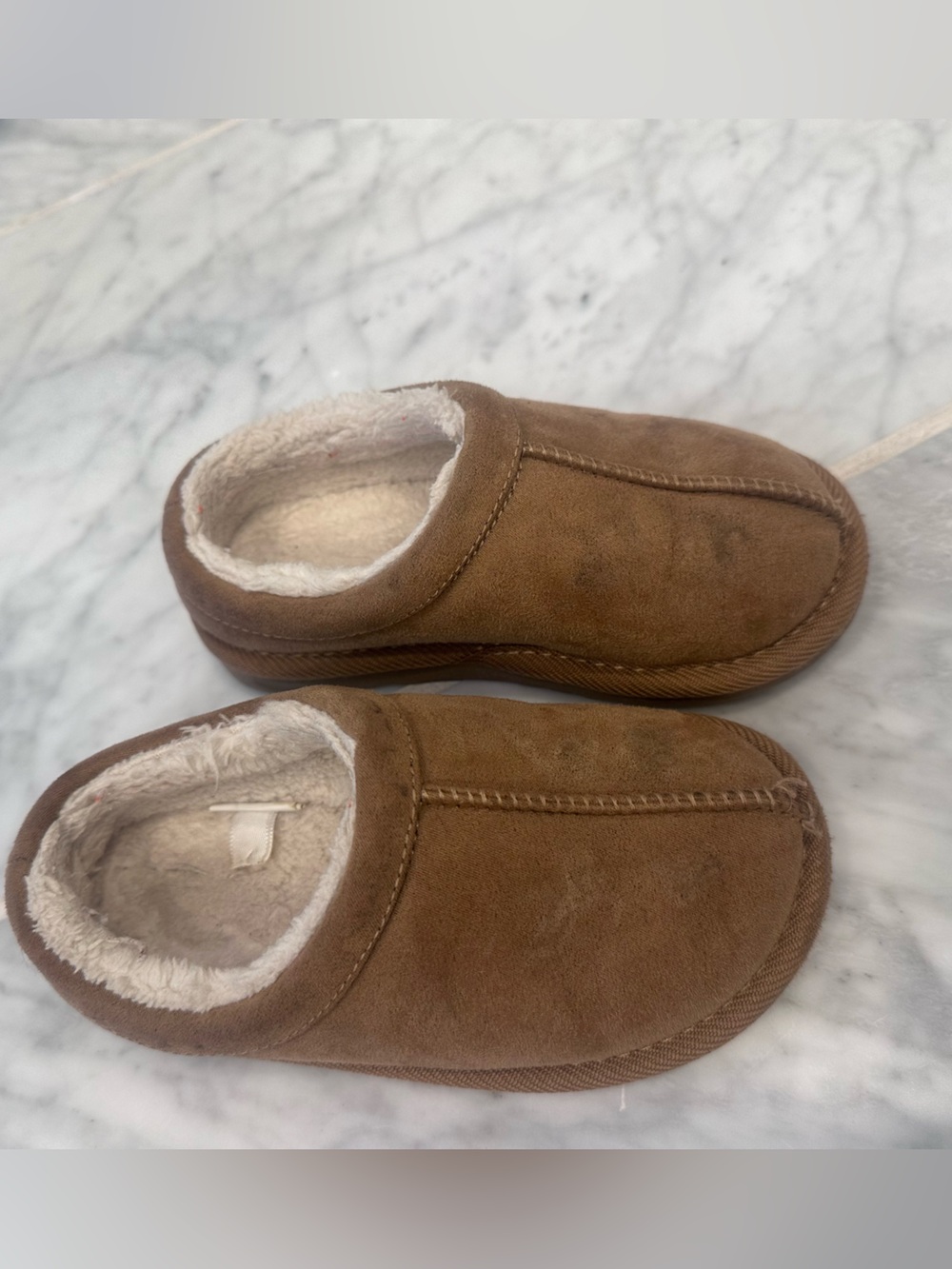 Cat & Jack Brown Faux-Shearling Moccasin Slippers for Kids